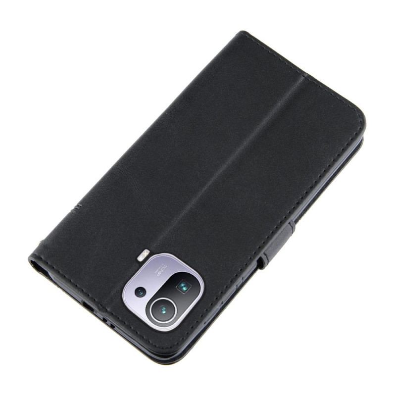 Capa Flip Para Xiaomi Mi 11 Pro De Cordão Estilo De Couro Geométrico Com Tiras