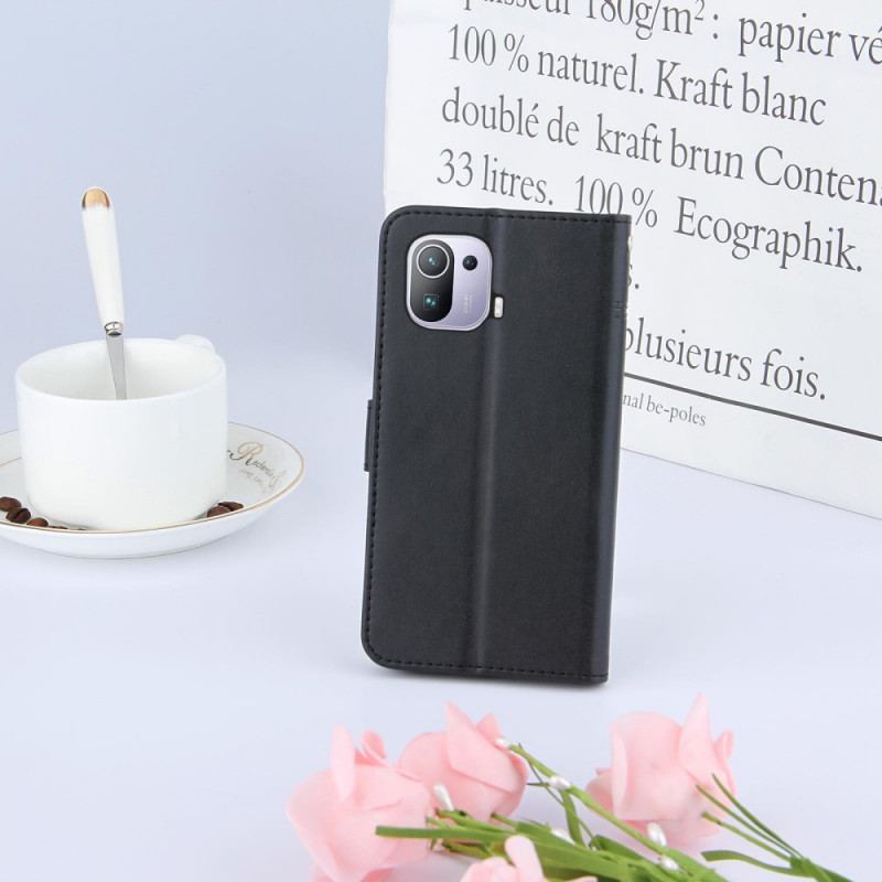 Capa Flip Para Xiaomi Mi 11 Pro De Cordão Estilo De Couro Geométrico Com Tiras