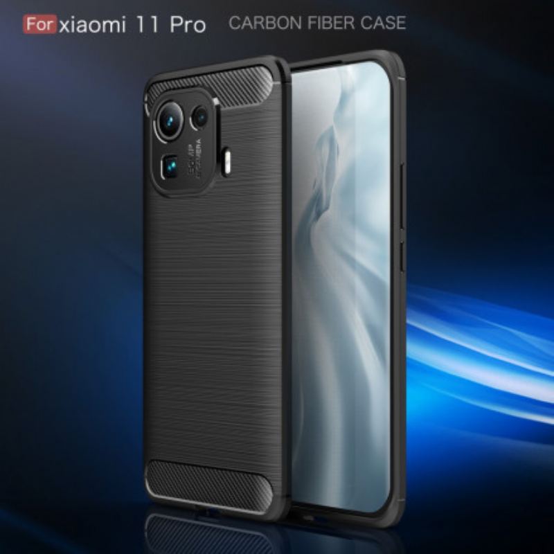 Capa Para Xiaomi Mi 11 Pro Fibra De Carbono Escovada