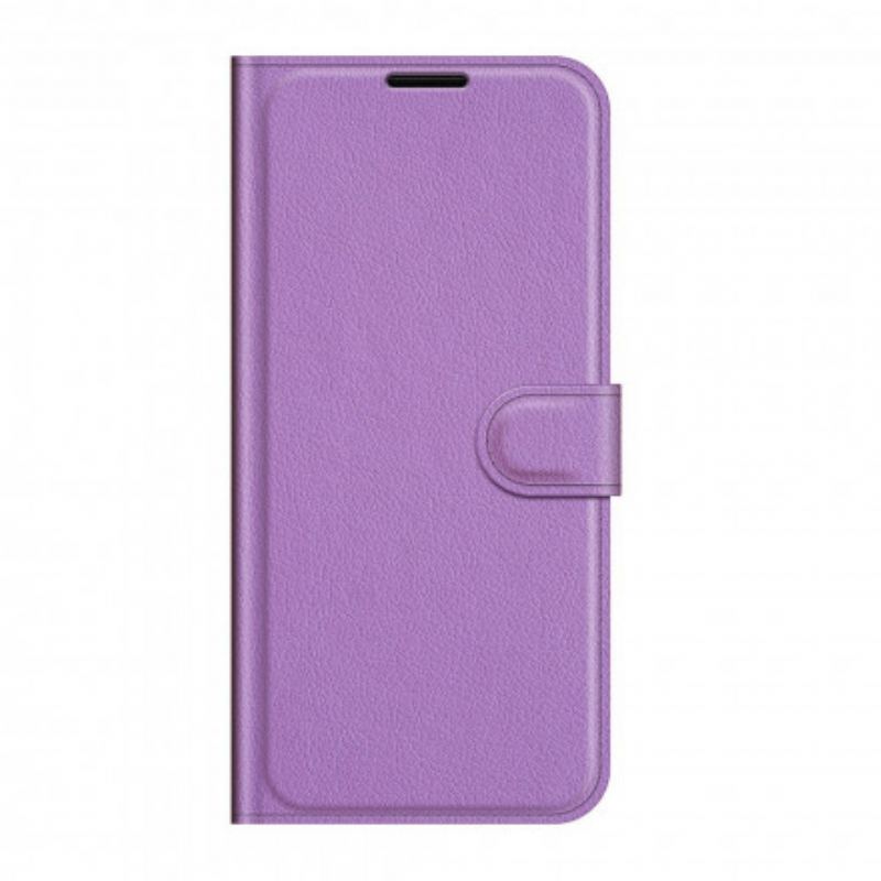 Capa De Couro Para Vivo Y72 5G Couro Sintético De Lichia Clássico