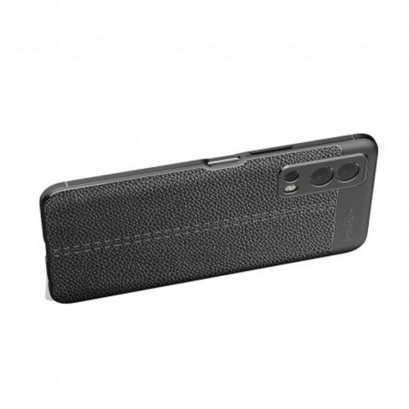 Capa Para Vivo Y72 5G Linha Dupla Efeito Couro Litchi