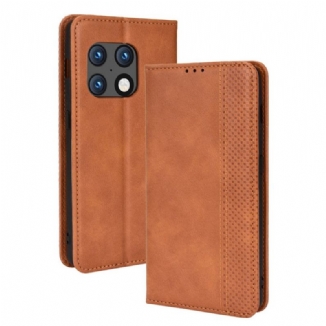 Capa De Celular Para OnePlus 10 Pro 5G Flip Efeito Couro Vintage Estilizado