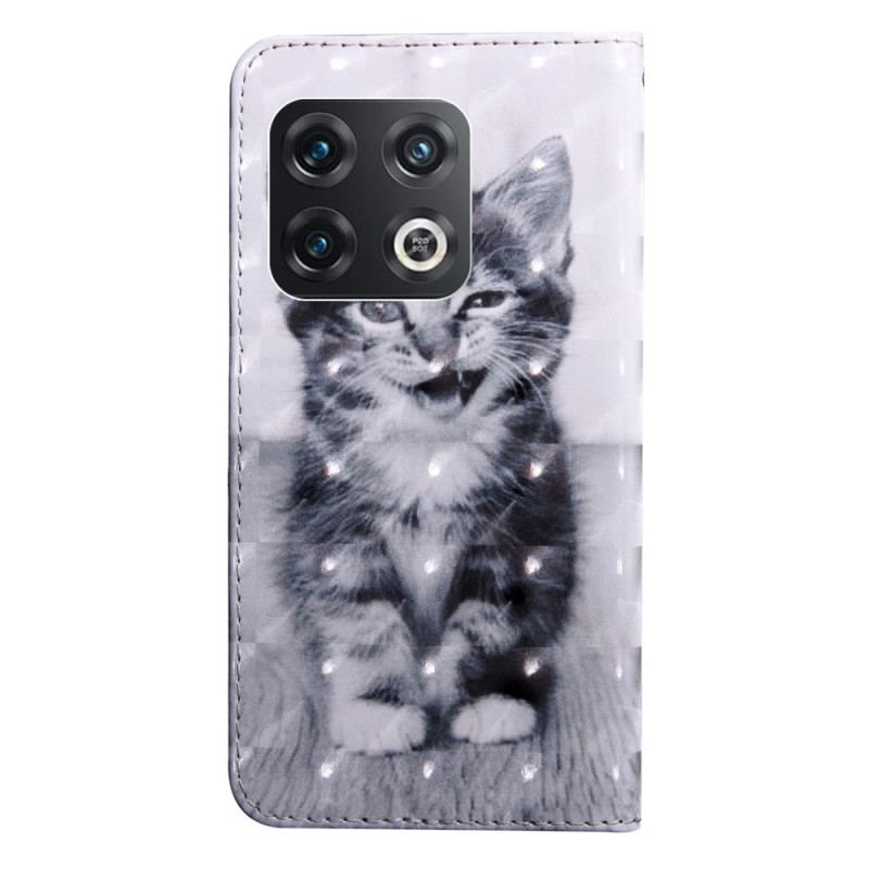 Capa Flip Para OnePlus 10 Pro 5G De Cordão Gatinho Strappy