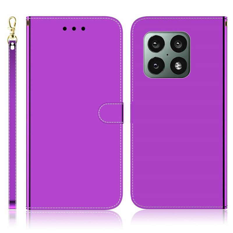 Capa Flip Para OnePlus 10 Pro 5G Capa De Espelho De Couro Sintético
