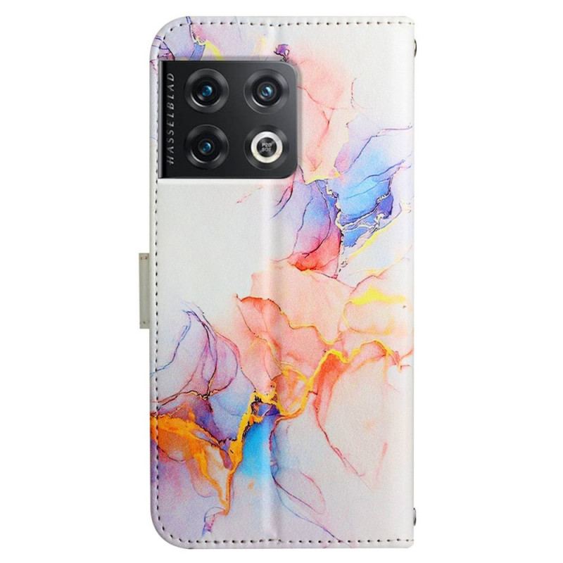 Capa Folio Para OnePlus 10 Pro 5G De Cordão Tira De Mármore