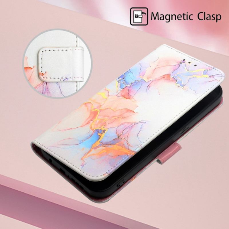 Capa Folio Para OnePlus 10 Pro 5G De Cordão Tira De Mármore