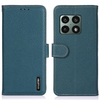 Capa Folio Para OnePlus 10 Pro 5G Couro Genuíno Khazneh Litchi