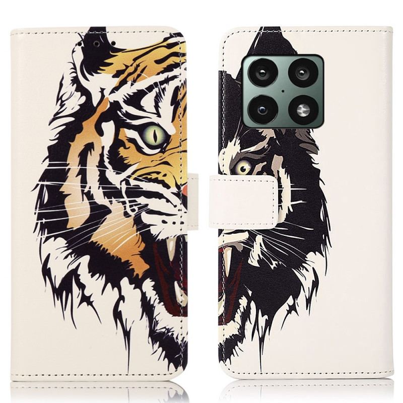 Capa Folio Para OnePlus 10 Pro 5G Tigre Feroz