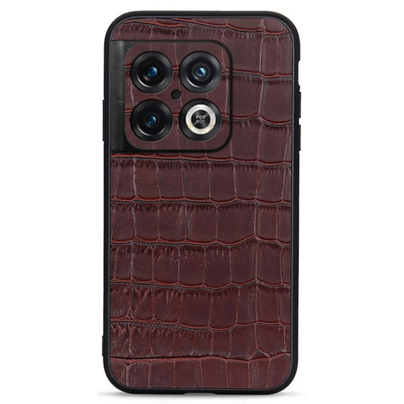 Capa Para OnePlus 10 Pro 5G Couro Genuíno Com Textura De Crocodilo