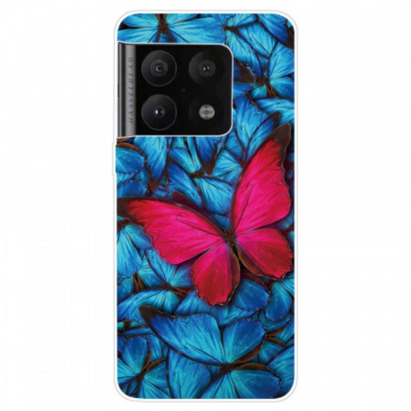 Capa Para OnePlus 10 Pro 5G Mangueira Borboleta Fúcsia
