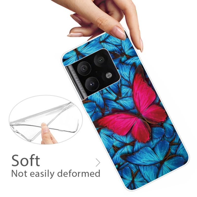 Capa Para OnePlus 10 Pro 5G Mangueira Borboleta Fúcsia