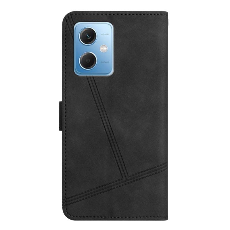 Capa Flip Para Poco X5 5G De Cordão Estilo De Couro Geométrico Com Tiras