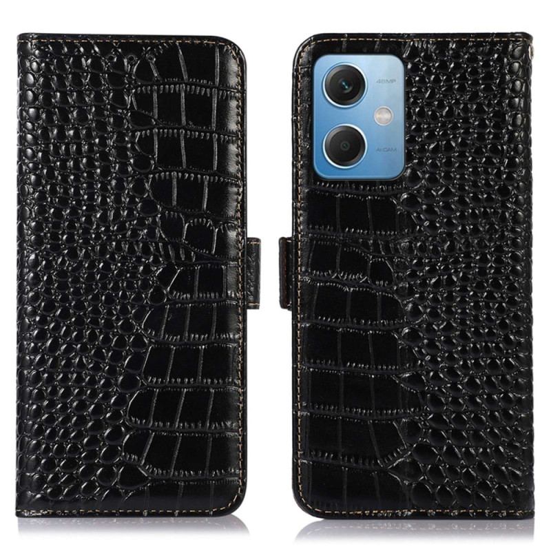 Capa Flip Para Poco X5 5G Rfid Estilo Crocodilo