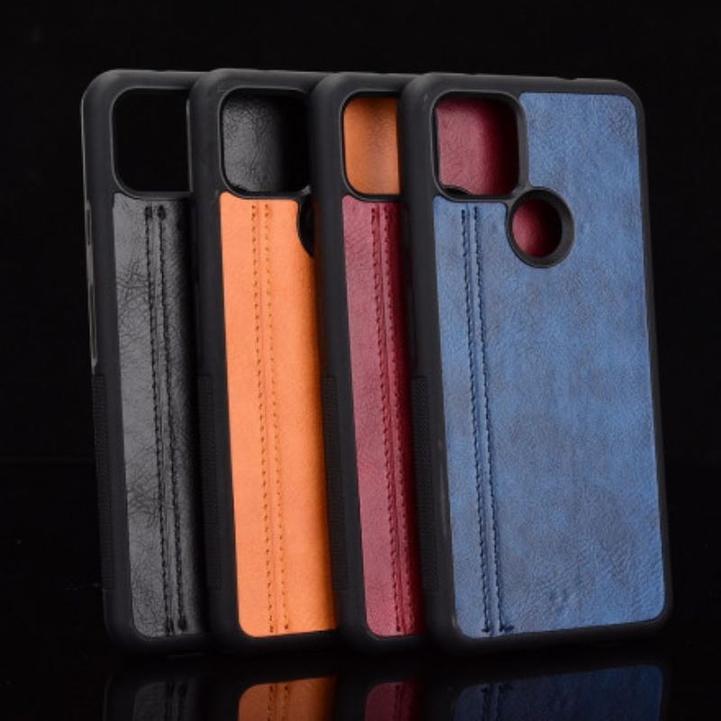 Capa Para Google Pixel 4A 5G Efeito Couro Couture