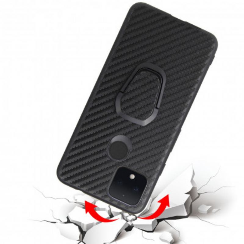 Capa Para Google Pixel 4A 5G Suporte De Anel De Fibra De Carbono
