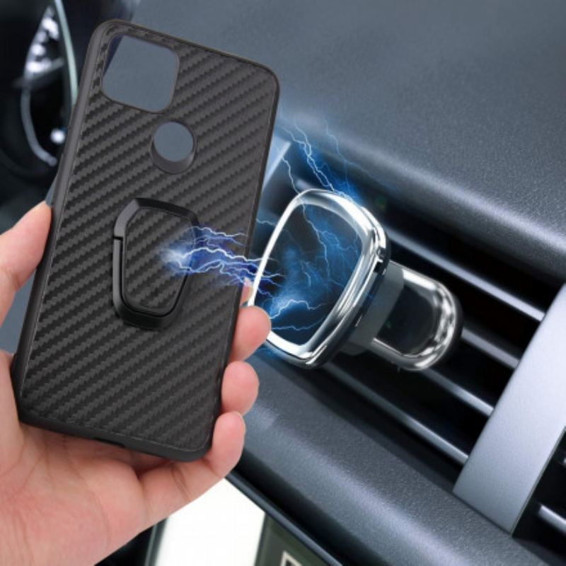 Capa Para Google Pixel 4A 5G Suporte De Anel De Fibra De Carbono