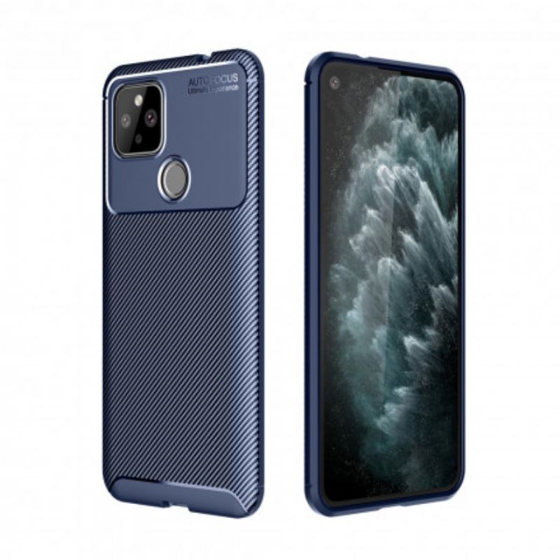 Capa Para Google Pixel 4A 5G Textura Flexível De Fibra De Carbono