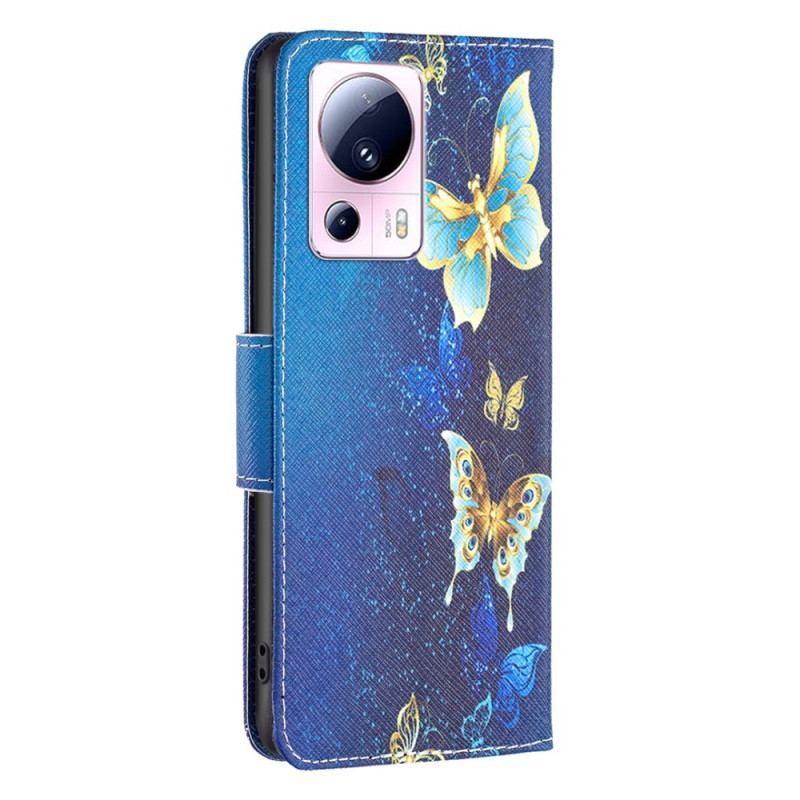 Capa De Couro Para Xiaomi 13 Lite Borboletas