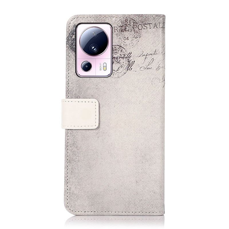 Capa De Couro Para Xiaomi 13 Lite Gato Viajante