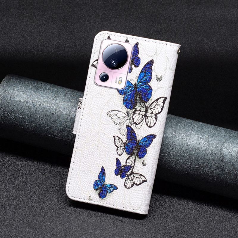 Capa Flip Para Xiaomi 13 Lite Borboletas Coloridas