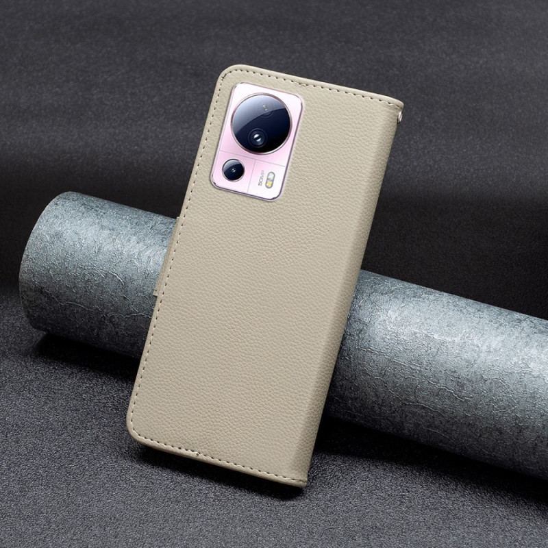 Capa Flip Para Xiaomi 13 Lite Fecho Oblíquo De Lichia