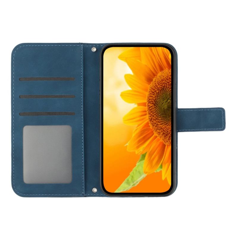 Capa Flip Para Xiaomi 13 Lite Flor Com Alça De Ombro