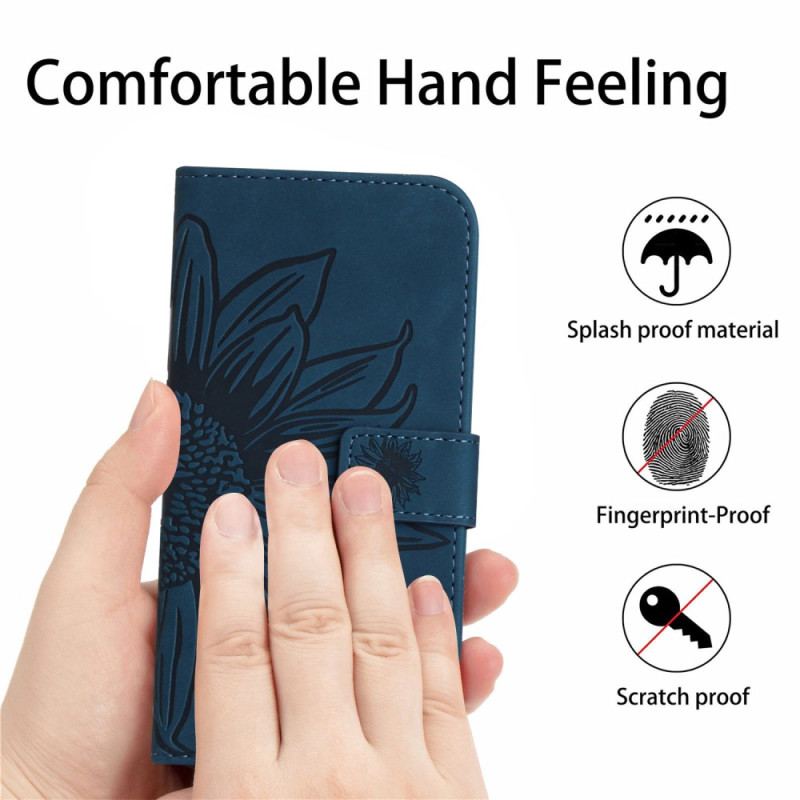Capa Flip Para Xiaomi 13 Lite Flor Com Alça De Ombro