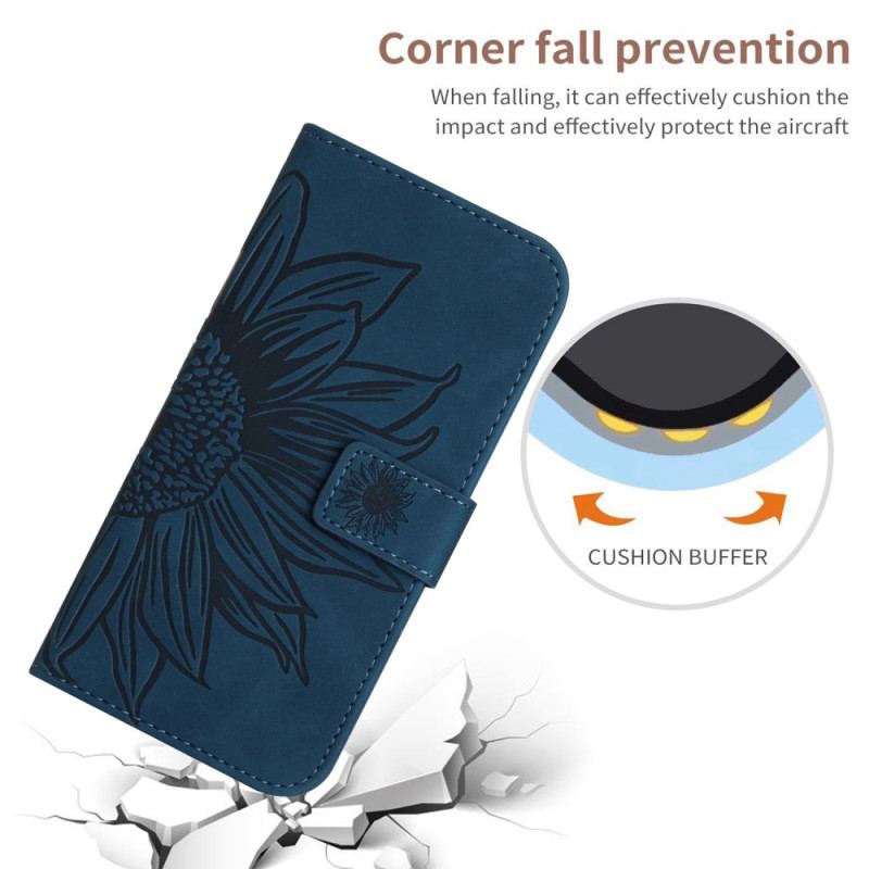 Capa Flip Para Xiaomi 13 Lite Flor Com Alça De Ombro
