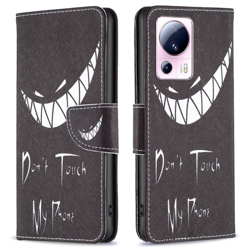 Capa Flip Para Xiaomi 13 Lite Não Toque No Meu Telefone