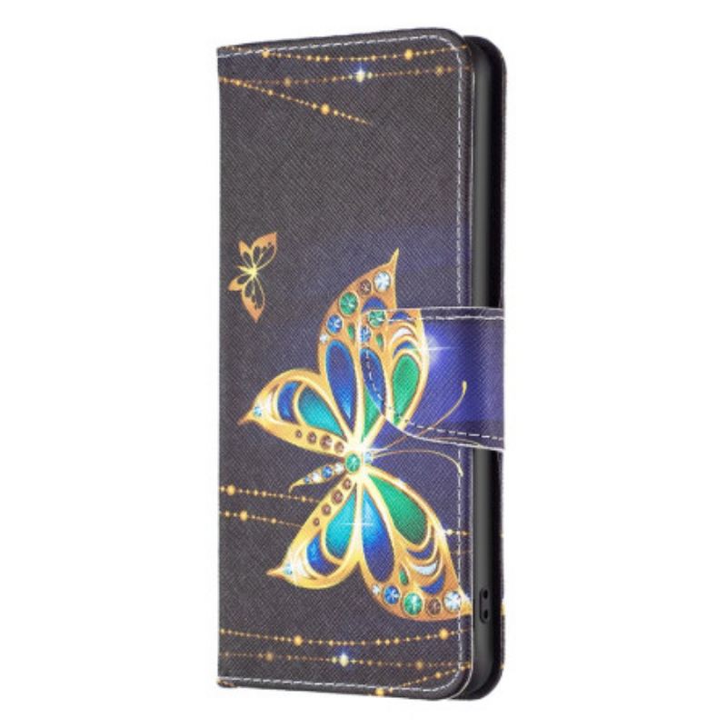 Capa Folio Para Xiaomi 13 Lite Borboletas Douradas