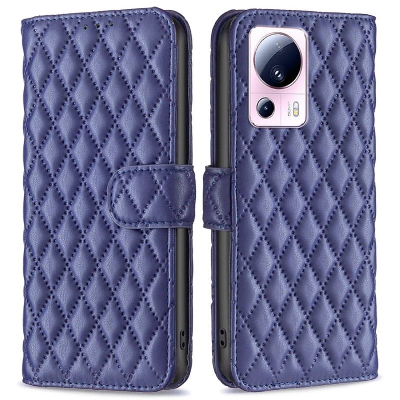 Capa Folio Para Xiaomi 13 Lite Clássico Acolchoado