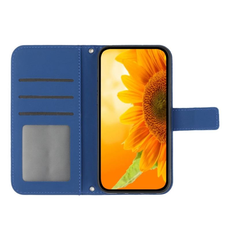 Capa Folio Para Xiaomi 13 Lite Girassol Com Cordão