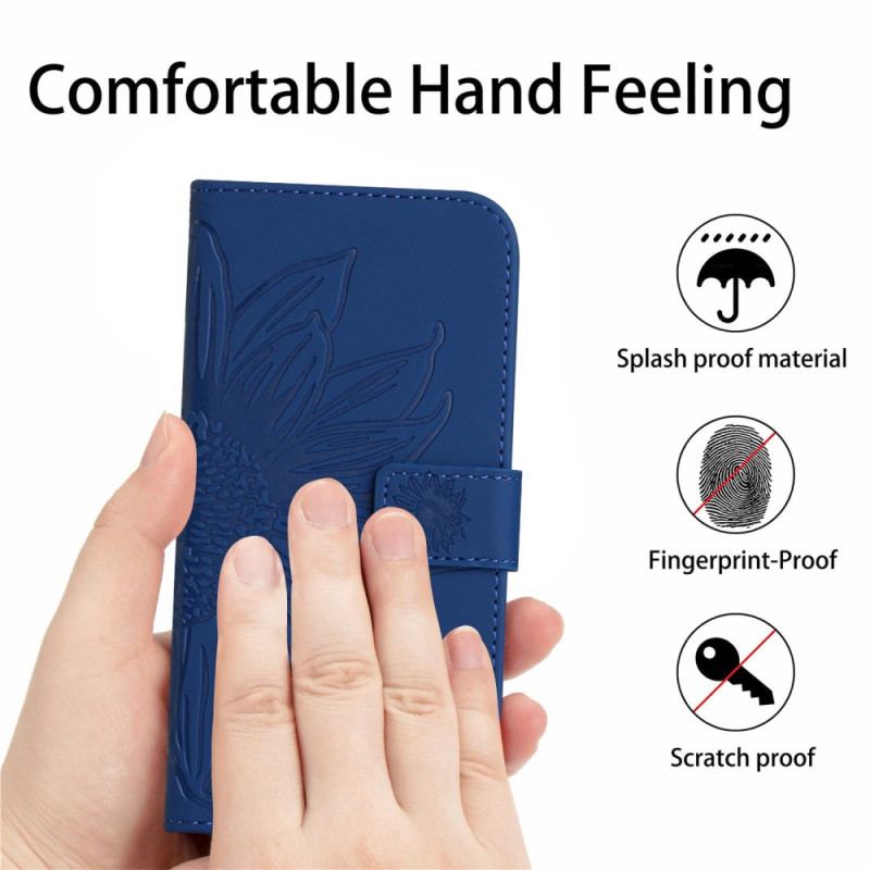Capa Folio Para Xiaomi 13 Lite Girassol Com Cordão