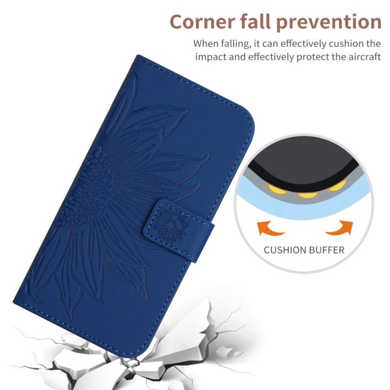 Capa Folio Para Xiaomi 13 Lite Girassol Com Cordão