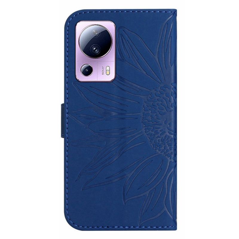 Capa Folio Para Xiaomi 13 Lite Girassol Com Cordão