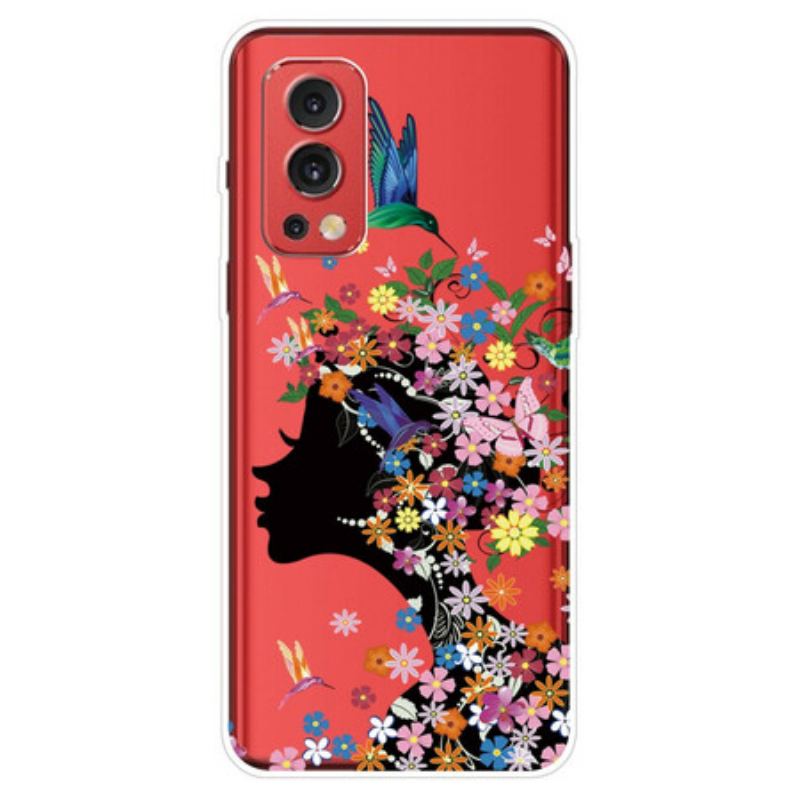 Capa De Celular Para OnePlus Nord 2 5G Cabelo Florido Transparente