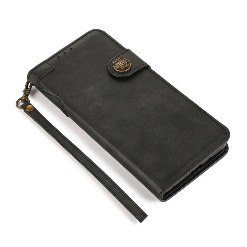 Capa De Couro Para OnePlus Nord 2 5G Botão De Couro Falso Khazneh
