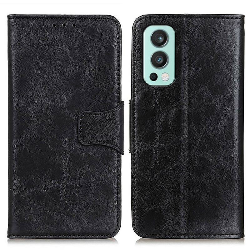Capa De Couro Para OnePlus Nord 2 5G Flip Aba Magnética De Textura
