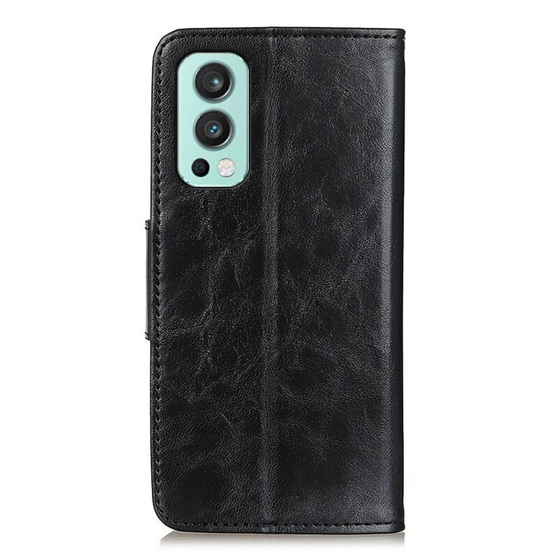 Capa De Couro Para OnePlus Nord 2 5G Flip Aba Magnética De Textura