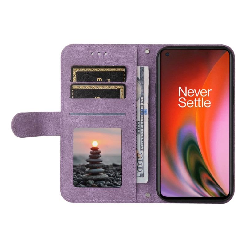 Capa Flip Para OnePlus Nord 2 5G Correia E Rebite De Couro Sintético