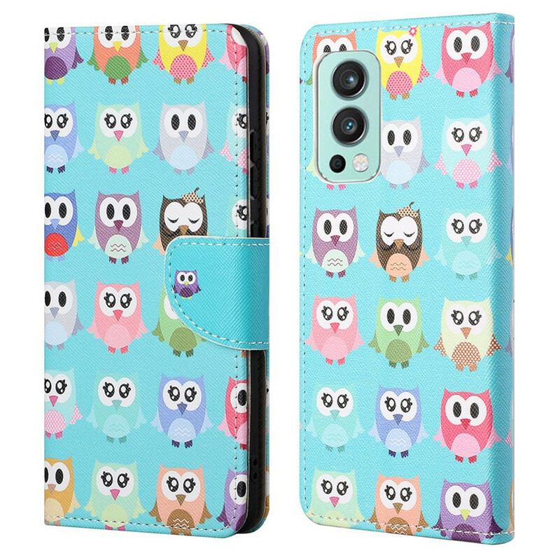 Capa Flip Para OnePlus Nord 2 5G Várias Corujas