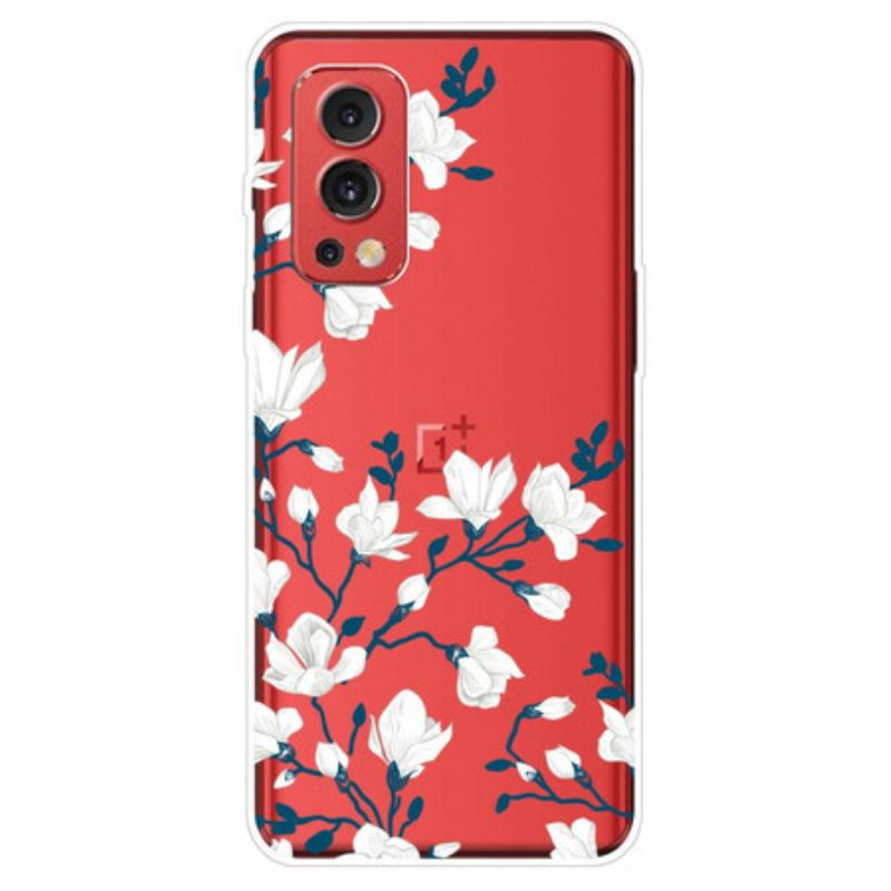 Capa Para OnePlus Nord 2 5G Flores Brancas