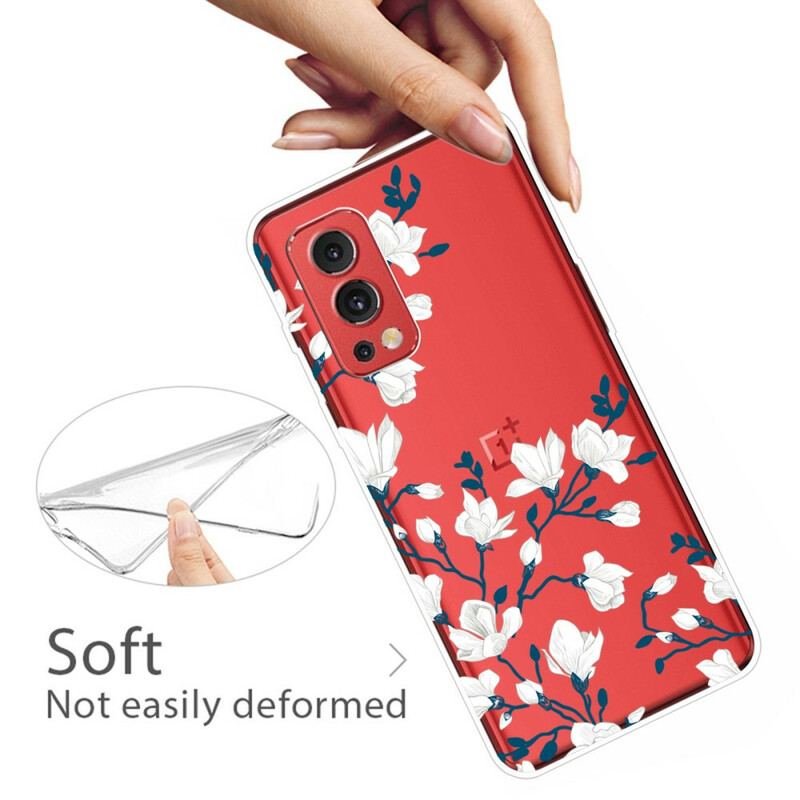 Capa Para OnePlus Nord 2 5G Flores Brancas