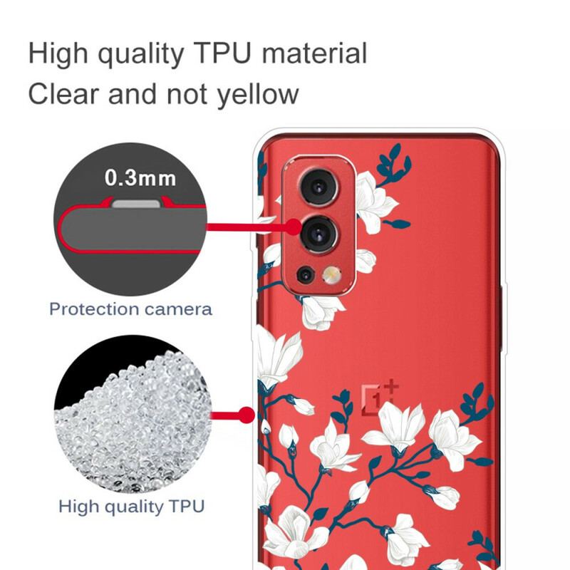 Capa Para OnePlus Nord 2 5G Flores Brancas