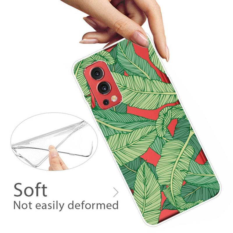 Capa Para OnePlus Nord 2 5G Folhas De Gráficos Transparentes