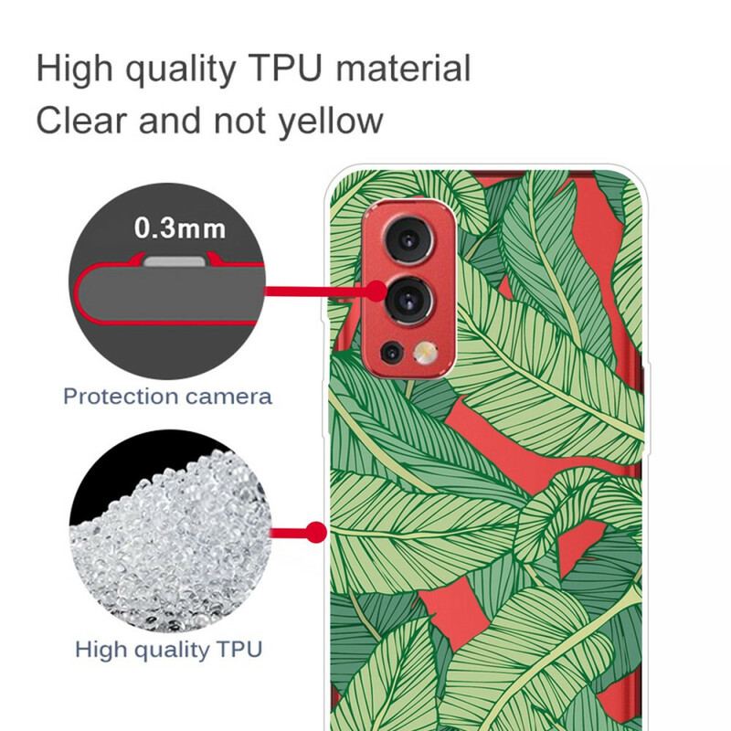 Capa Para OnePlus Nord 2 5G Folhas De Gráficos Transparentes