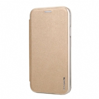 Capa De Celular Para iPhone 11 Pro Flip Imitação De Couro Cmai2 Bordas Metálicas