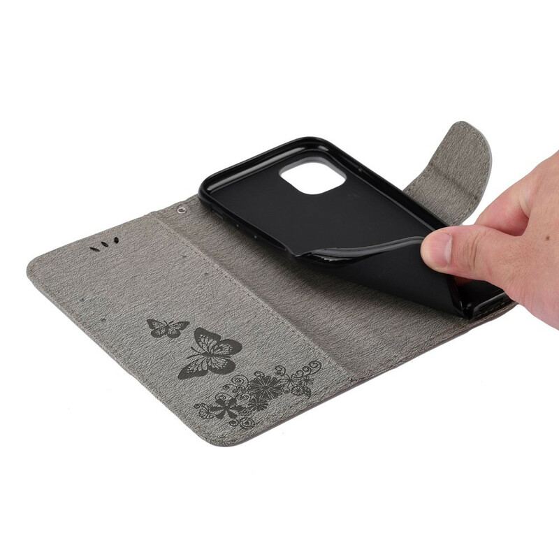 Capa Flip Para iPhone 11 Pro De Cordão Borboletas Esplêndidas