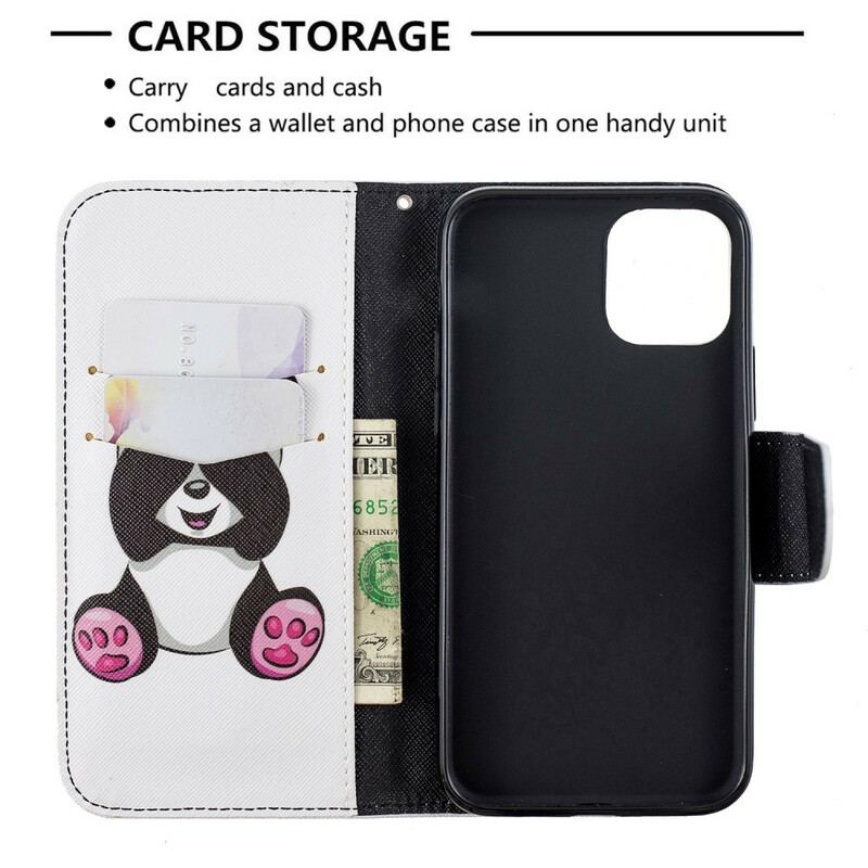 Capa Flip Para iPhone 11 Pro Panda Divertido