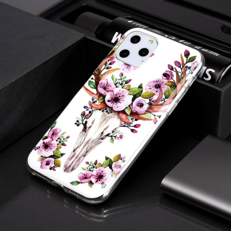 Capa Para iPhone 11 Pro Alce Floral Fluorescente